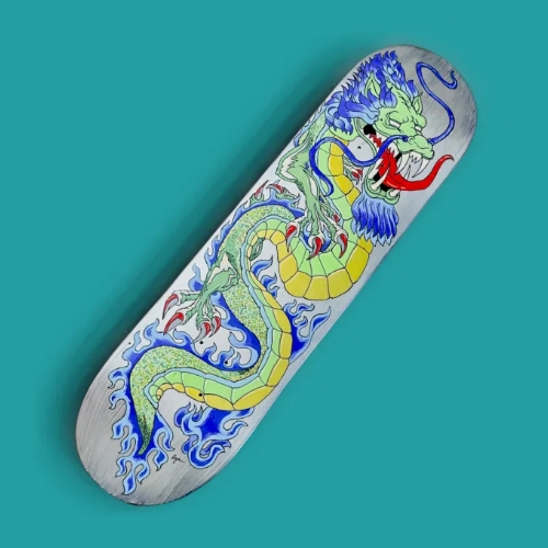 Original Custom Artwork Skateboard - The River Dragon