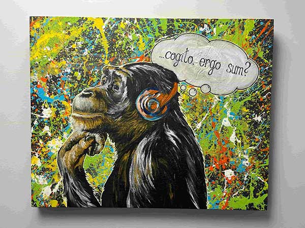 Pondering Monkey custom painting by Canadian Artist Ryan Groot