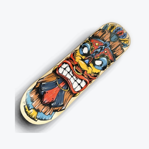 Custom Skateboard Painting - Tiki 1